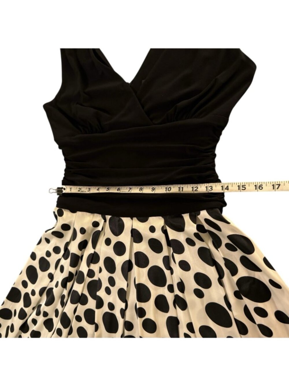 Polka Dot Dress Women's 12 Black & White Sleeveless Jessica Howard Evenings - Picture 14 of 16